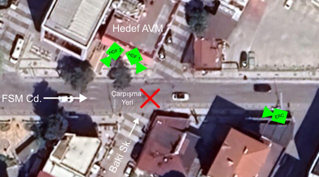 Satellite footage with camera locations